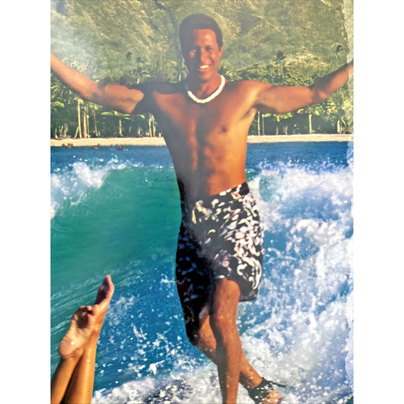 O'ahu Hawaii Island Travel Poster Vintage Surfing Ocean Volcano Tropical 36" EUC - Picture 3 of 11